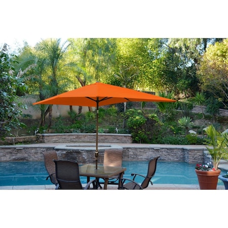 Propation 6.5 x 10 ft. Aluminum Patio Market Umbrella Tilt with Crank - Orange Fabric & Champagne Pole PR1081277
